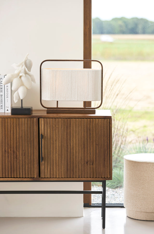 Light & Living Lighting Table lamp 2L 45x15x37,5 cm LECCE wood prnt d brn+rope cream House of Isabella UK