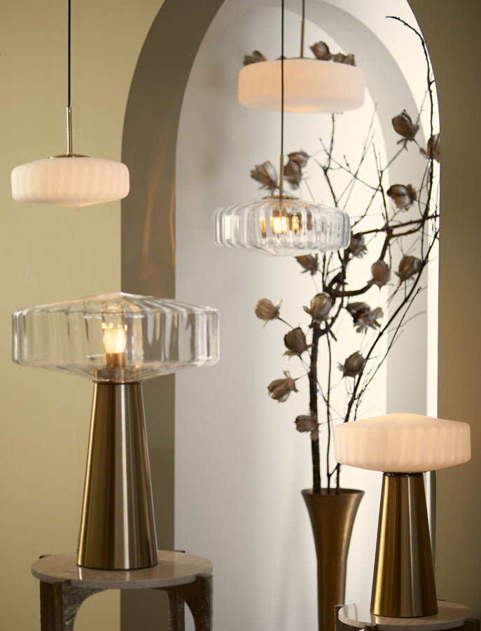 Light & Living Lighting Table lamp 30x45 cm PLEAT glass matt white+gold House of Isabella UK