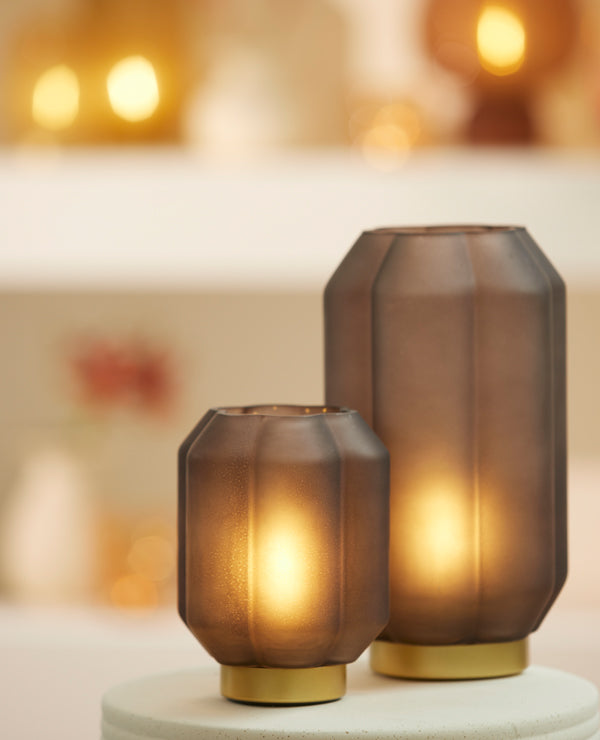Light & Living Lighting Table lamp LED 13x16,5 cm YVIAS glass matt dark brown+gold House of Isabella UK
