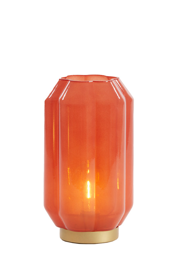 Light & Living Lighting Table lamp LED 15x27 cm YVIAS glass milky brick red+gold House of Isabella UK