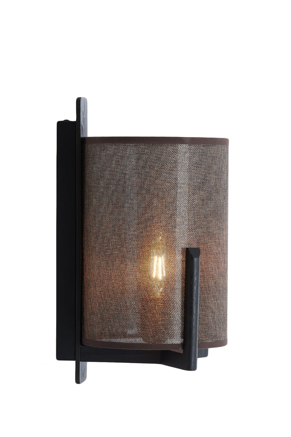 Light & Living Lighting Wall lamp 22x18x36 cm LITTO black+linen dark brown House of Isabella UK