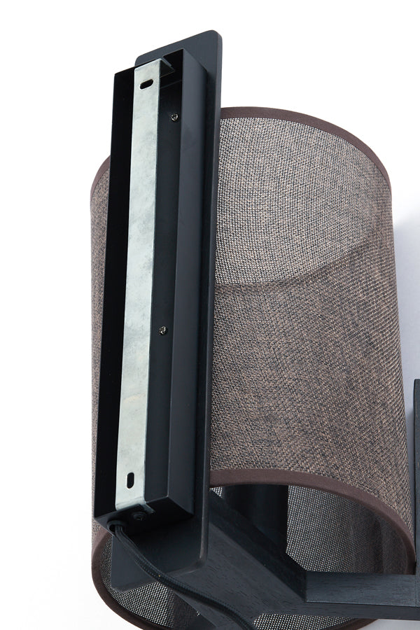 Light & Living Lighting Wall lamp 22x18x36 cm LITTO black+linen dark brown House of Isabella UK