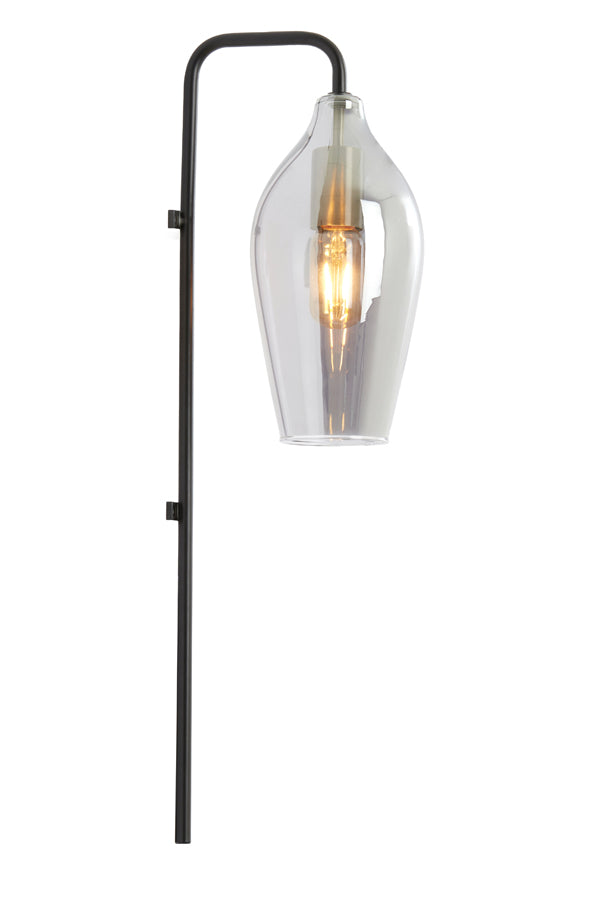 Light & Living Lighting Wall lamp 28x20x65 cm LUKARO glass smoked+matt black House of Isabella UK