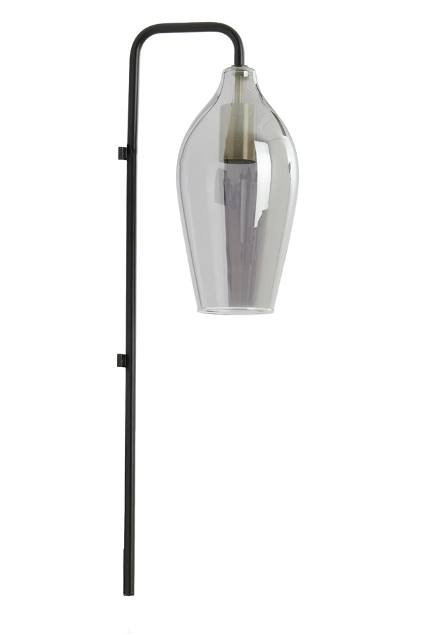 Light & Living Lighting Wall lamp 28x20x65 cm LUKARO glass smoked+matt black House of Isabella UK