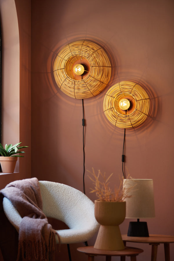 Light & Living Lighting Wall lamp 50x20 cm MILAN rattan natural House of Isabella UK