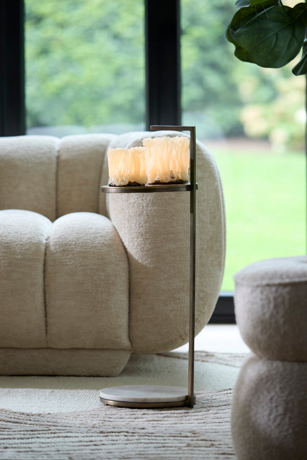Light & Living Living Side table 26x76 cm LEDA marble sand-grey+d brown-bronze House of Isabella UK