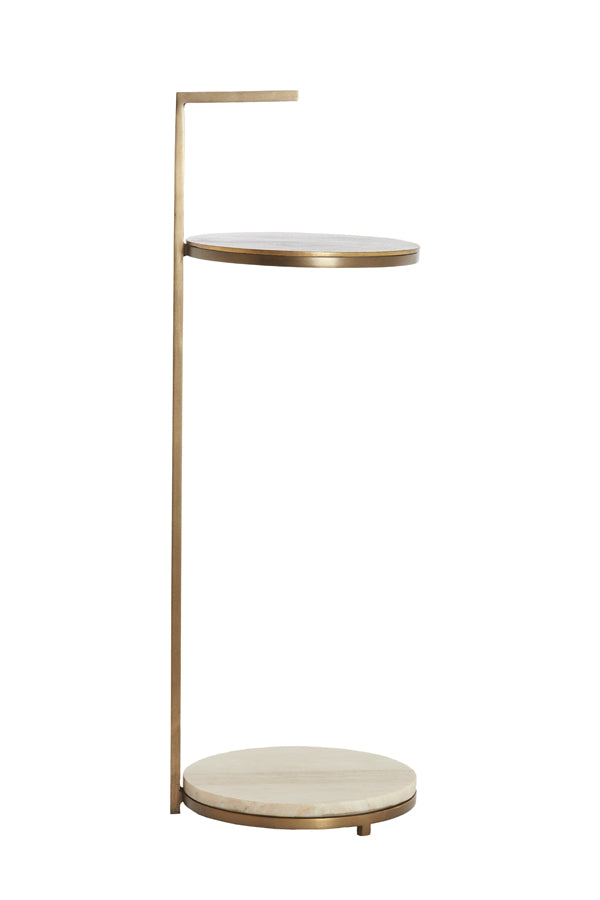 Light & Living Living Side table 26x76 cm LEDA marble sand-grey+d brown-bronze House of Isabella UK