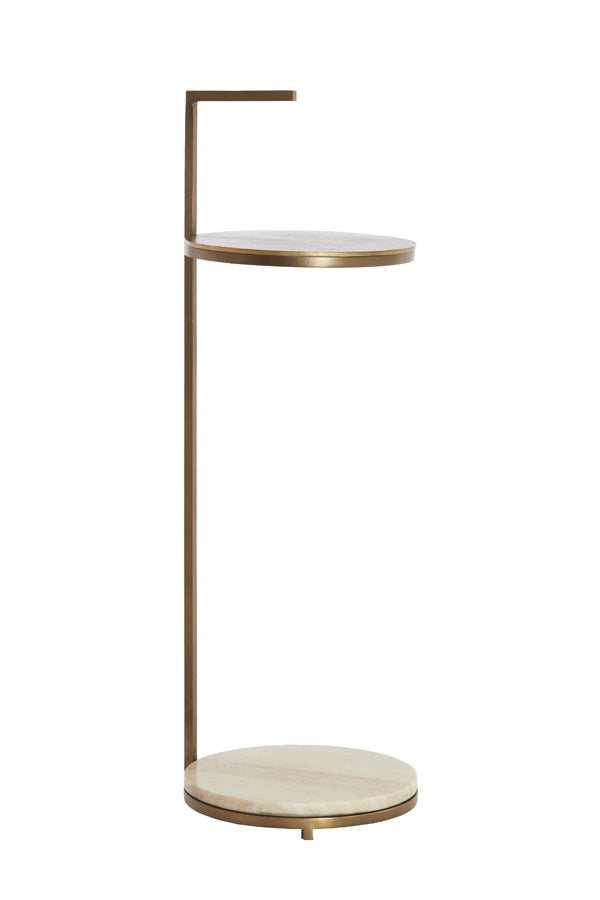 Light & Living Living Side table 26x76 cm LEDA marble sand-grey+d brown-bronze House of Isabella UK