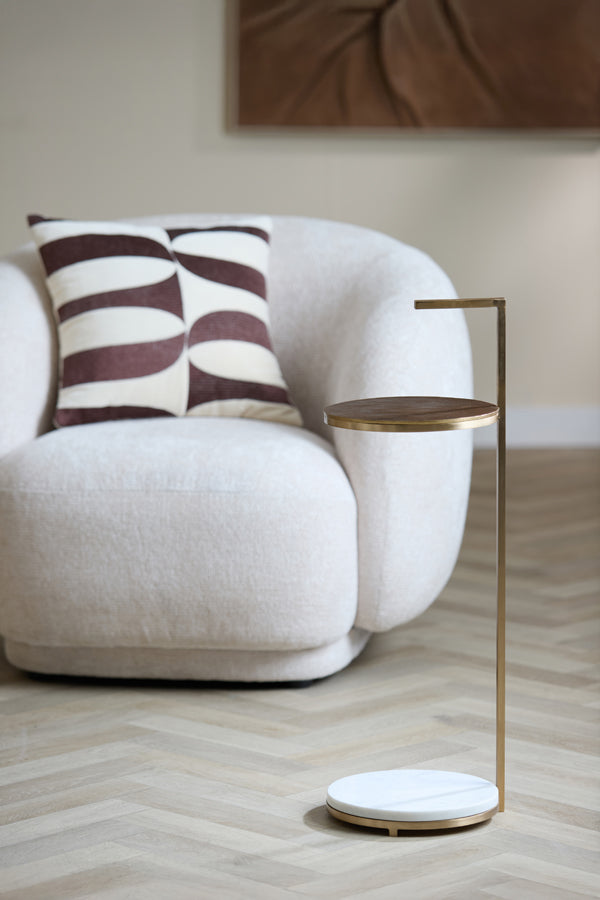 Light & Living Living Side table 26x76 cm LEDA marble white+antique bronze House of Isabella UK