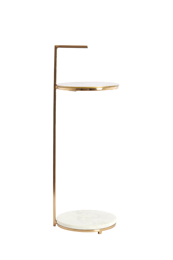 Light & Living Living Side table 26x76 cm LEDA marble white+antique bronze House of Isabella UK