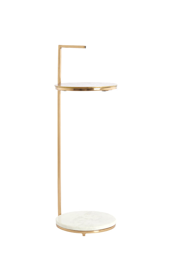 Light & Living Living Side table 26x76 cm LEDA marble white+antique bronze House of Isabella UK