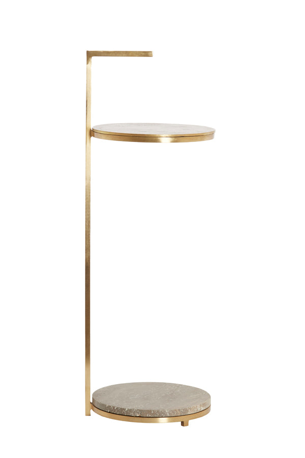 Light & Living Living Side table 26x76 cm LEDA travertine brown+bronze House of Isabella UK