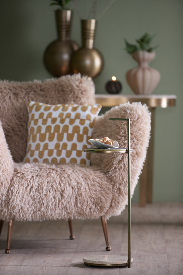 Light & Living Living Side table 26x76 cm LEDA travertine sand+dark brown-bronze House of Isabella UK
