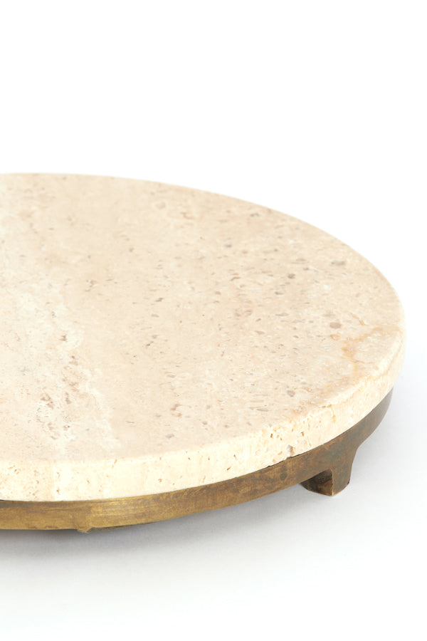 Light & Living Living Side table 26x76 cm LEDA travertine sand+dark brown-bronze House of Isabella UK