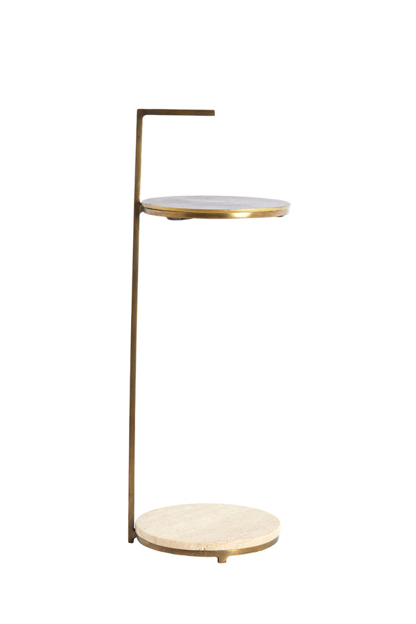 Light & Living Living Side table 26x76 cm LEDA travertine sand+dark brown-bronze House of Isabella UK