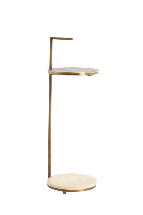Light & Living Living Side table 26x76 cm LEDA travertine sand+dark brown-bronze House of Isabella UK