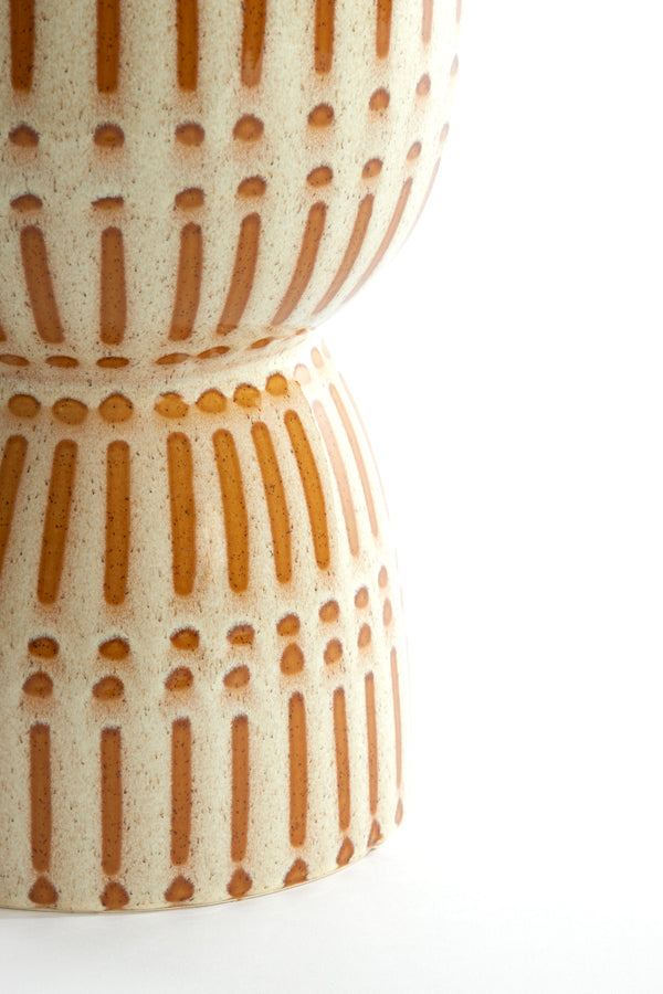 Light & Living Living Side table 28,5x42 cm FINCA ceramics shiny cream+brown House of Isabella UK