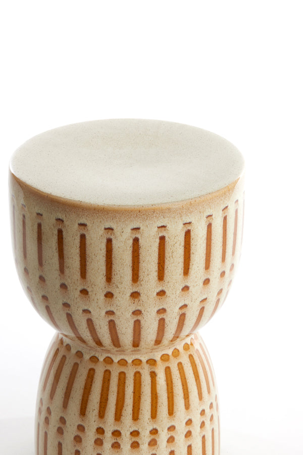Light & Living Living Side table 28,5x42 cm FINCA ceramics shiny cream+brown House of Isabella UK