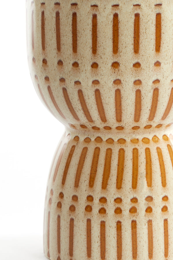 Light & Living Living Side table 28,5x42 cm FINCA ceramics shiny cream+brown House of Isabella UK