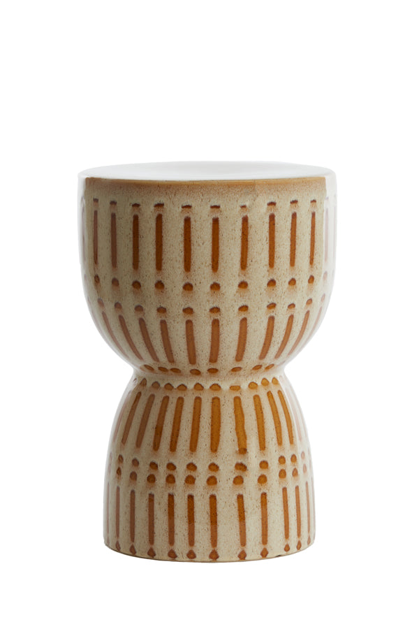 Light & Living Living Side table 28,5x42 cm FINCA ceramics shiny cream+brown House of Isabella UK