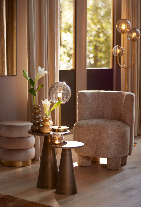 Light & Living Living Side table 29x43 cm YNEZ dark brown marble+dark brown House of Isabella UK