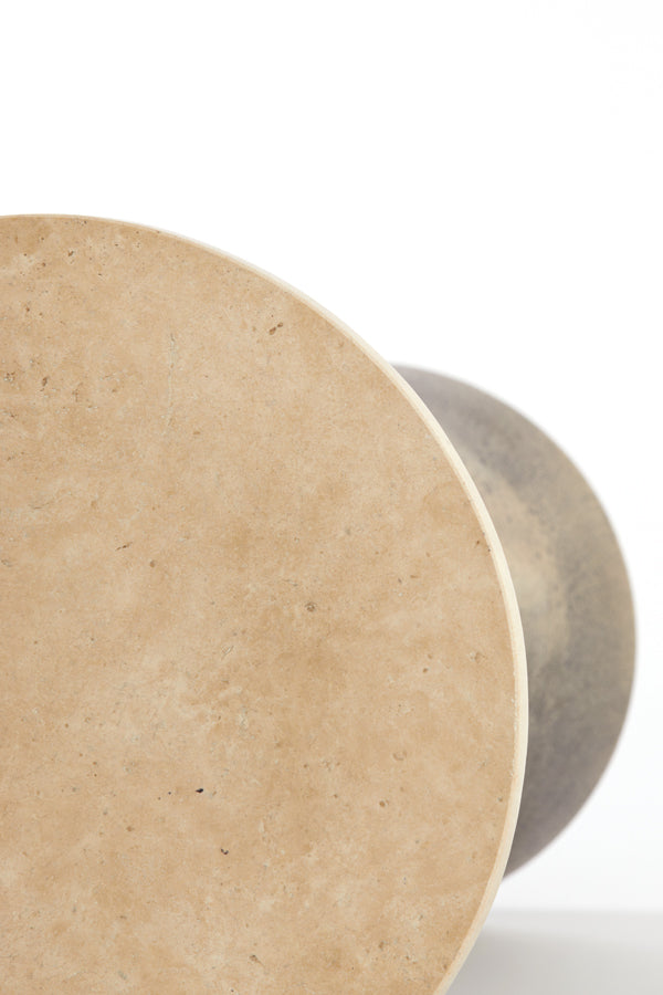 Light & Living Living Side table 29x43 cm YNEZ travertine sand+antique bronze House of Isabella UK