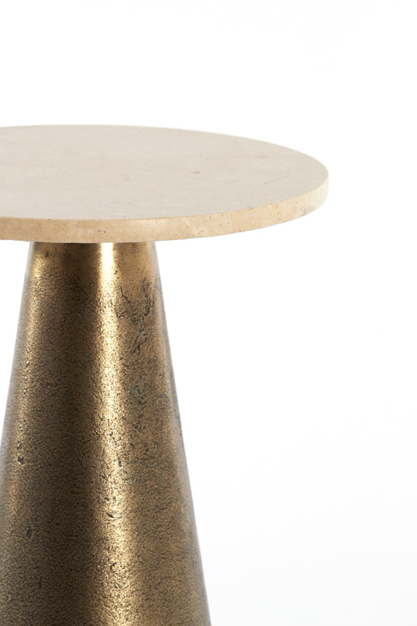Light & Living Living Side table 29x43 cm YNEZ travertine sand+antique bronze House of Isabella UK