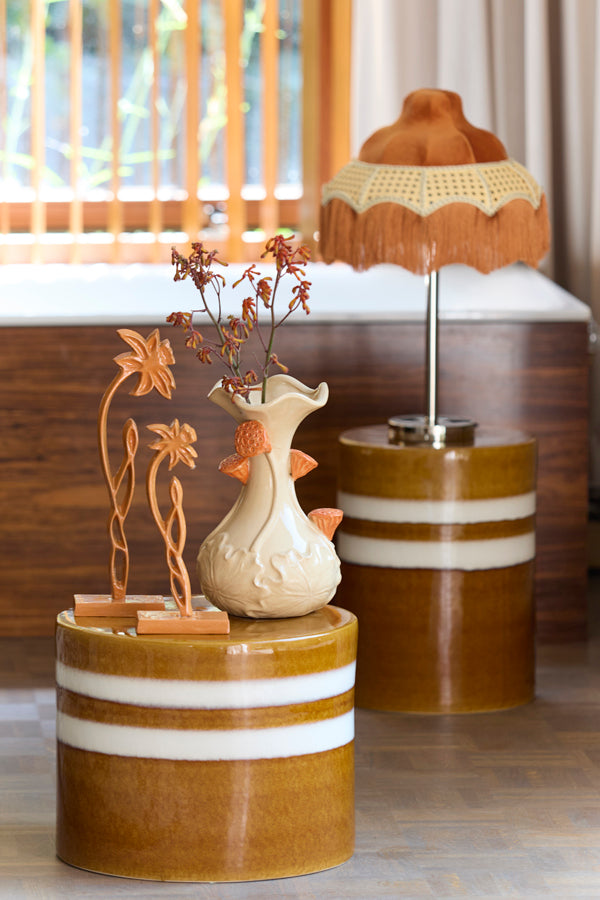 Light & Living Living Side table 33x44 cm MOOCA ceramics cognac-white House of Isabella UK