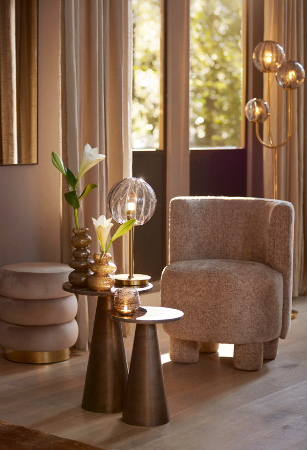 Light & Living Living Side table 36x51 cm YNEZ dark brown marble+dark brown House of Isabella UK