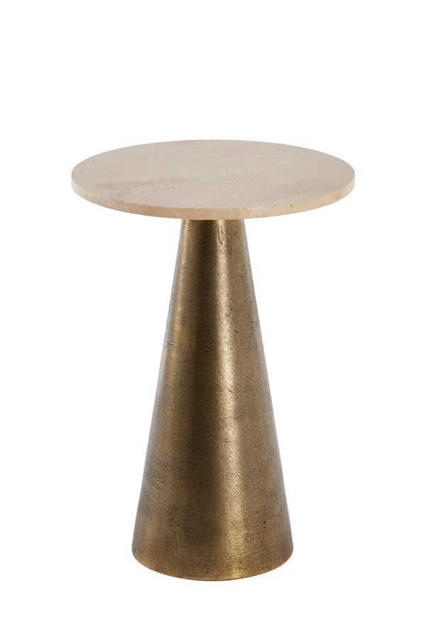 Light & Living Living Side table 36x51 cm YNEZ travertine sand+antique bronze House of Isabella UK