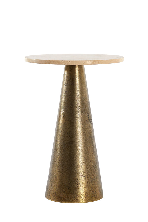 Light & Living Living Side table 36x51 cm YNEZ travertine sand+antique bronze House of Isabella UK