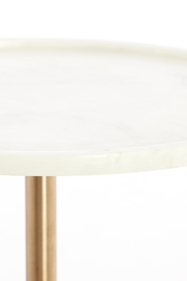 Light & Living Living Side table 37x49 cm CIVITA marble white+antique bronze House of Isabella UK