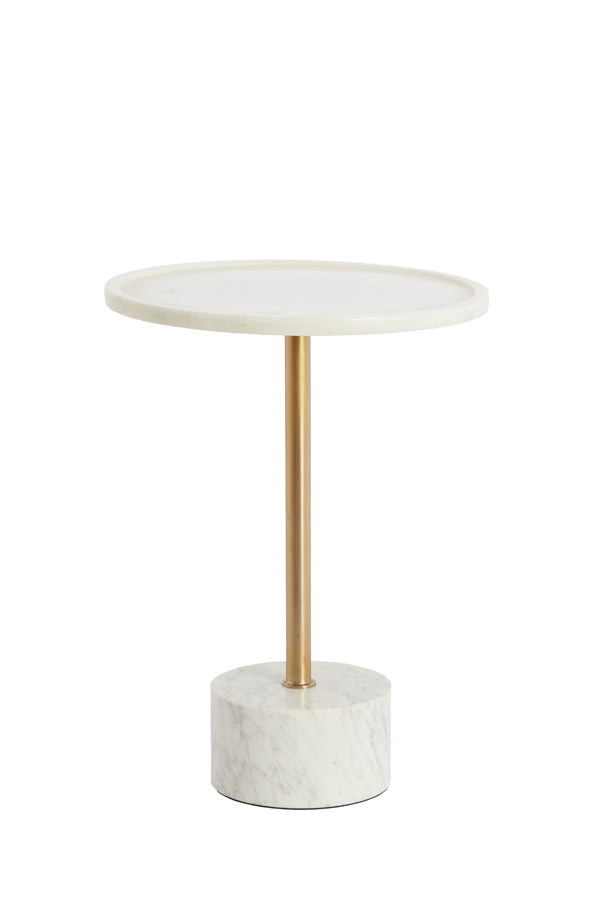 Light & Living Living Side table 37x49 cm CIVITA marble white+antique bronze House of Isabella UK