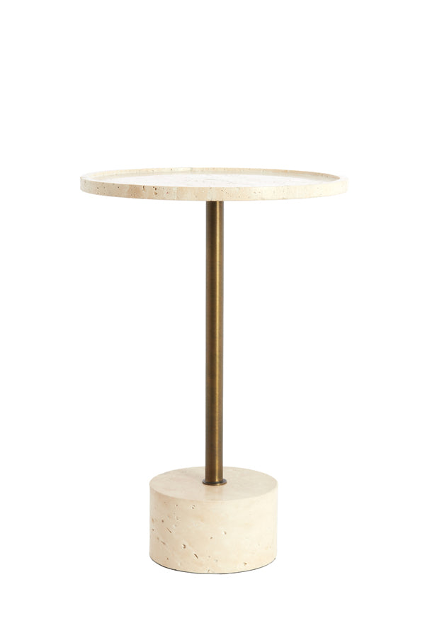 Light & Living Living Side table 37x49 cm CIVITA travertine sand+dark brwn-bronze House of Isabella UK