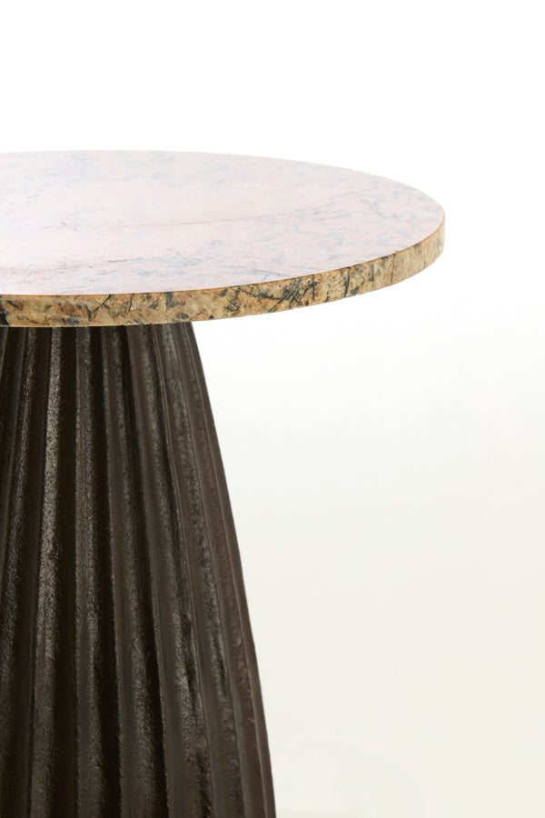Light & Living Living Side table 40x53,5 cm OBIDOS orange-grey marble+d brown House of Isabella UK