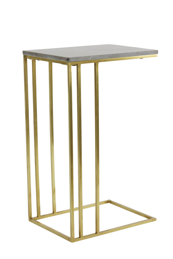 Light & Living Living Side table 41x31x66 cm ROSHAN brown marble+antique bronze House of Isabella UK