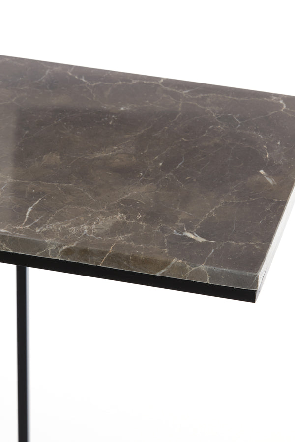 Light & Living Living Side table 41x31x66 cm ROSHAN brown marble+black House of Isabella UK