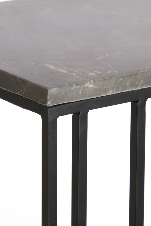 Light & Living Living Side table 41x31x66 cm ROSHAN brown marble+black House of Isabella UK