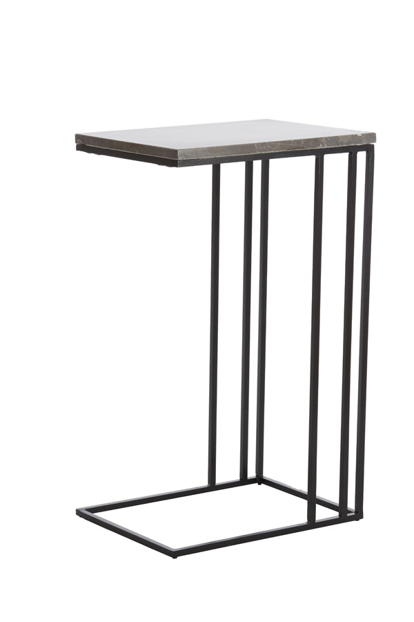 Light & Living Living Side table 41x31x66 cm ROSHAN brown marble+black House of Isabella UK