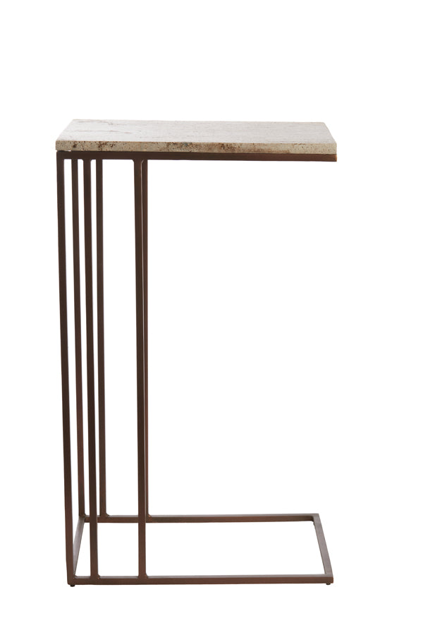 Light & Living Living Side table 41x31x66 cm ROSHAN travertine brown+dark brown House of Isabella UK