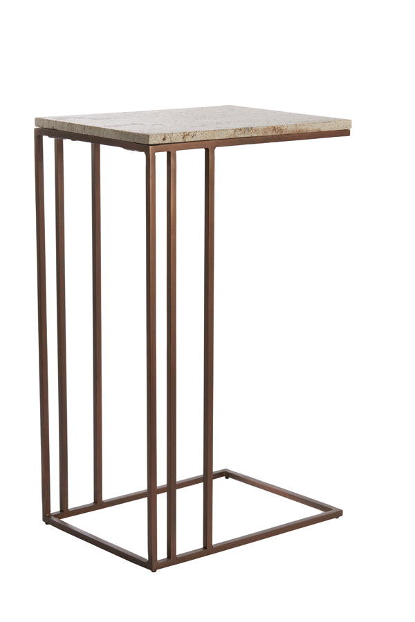 Light & Living Living Side table 41x31x66 cm ROSHAN travertine brown+dark brown House of Isabella UK