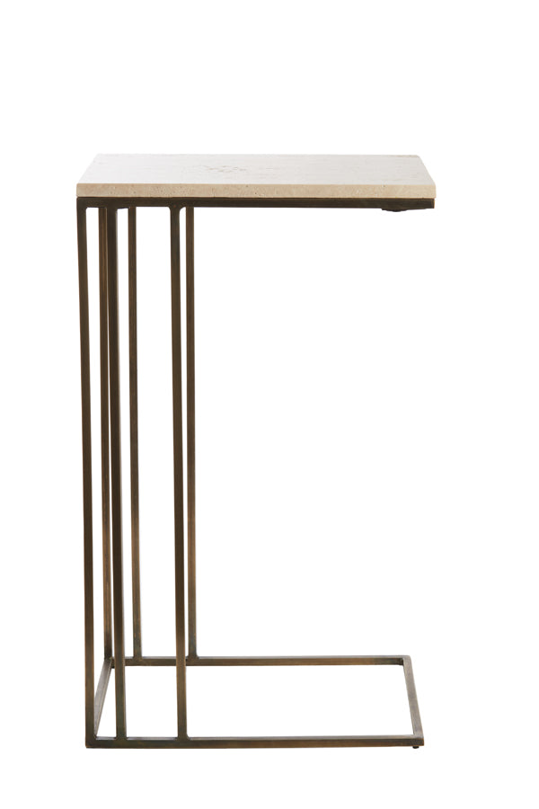 Light & Living Living Side table 41x31x66 cm ROSHAN travertine sand+antique bronze House of Isabella UK