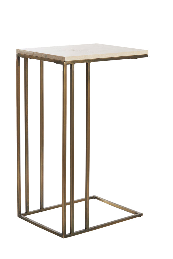 Light & Living Living Side table 41x31x66 cm ROSHAN travertine sand+antique bronze House of Isabella UK