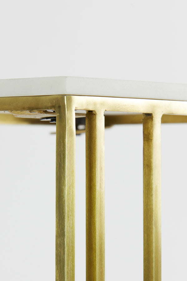 Light & Living Living Side table 41x31x66 cm ROSHAN white marble+antique bronze House of Isabella UK