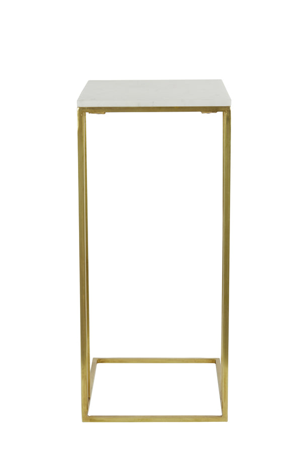 Light & Living Living Side table 41x31x66 cm ROSHAN white marble+antique bronze House of Isabella UK