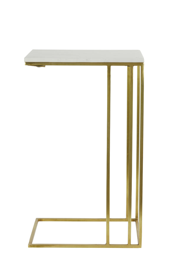 Light & Living Living Side table 41x31x66 cm ROSHAN white marble+antique bronze House of Isabella UK