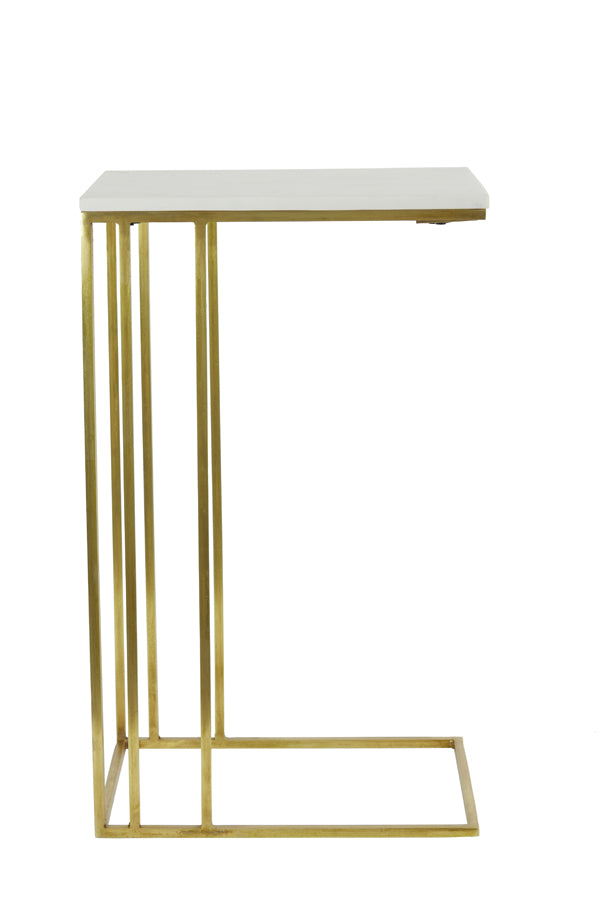 Light & Living Living Side table 41x31x66 cm ROSHAN white marble+antique bronze House of Isabella UK