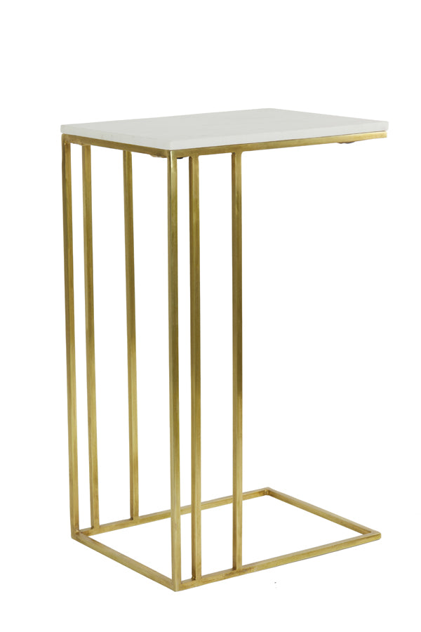 Light & Living Living Side table 41x31x66 cm ROSHAN white marble+antique bronze House of Isabella UK