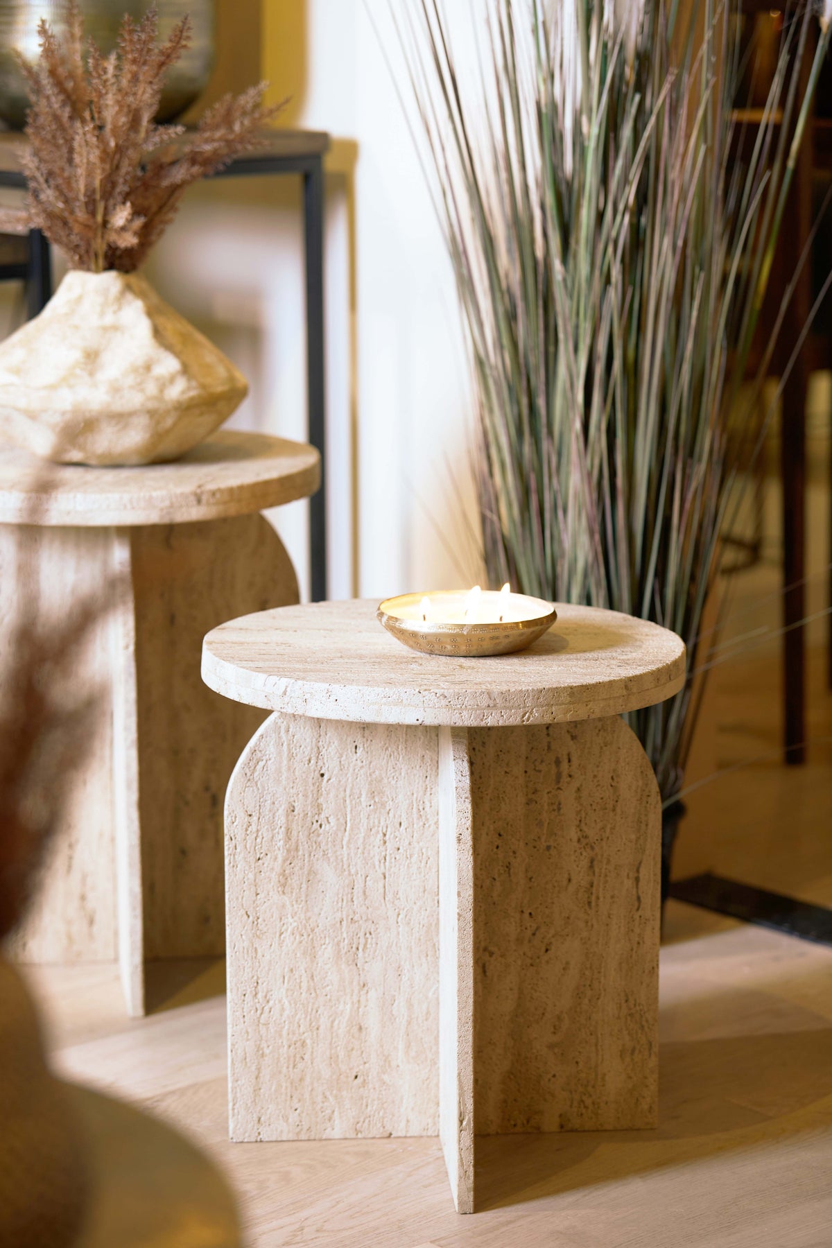 Light & Living Living Side table 41x48 cm OTINIA travertine sand House of Isabella UK