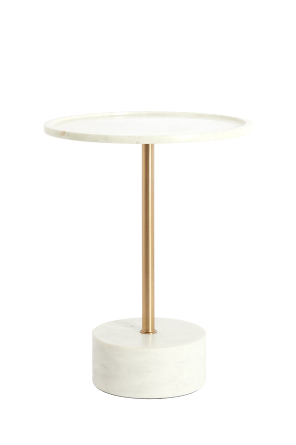 Light & Living Living Side table 41x53 cm CIVITA marble white+antique bronze House of Isabella UK